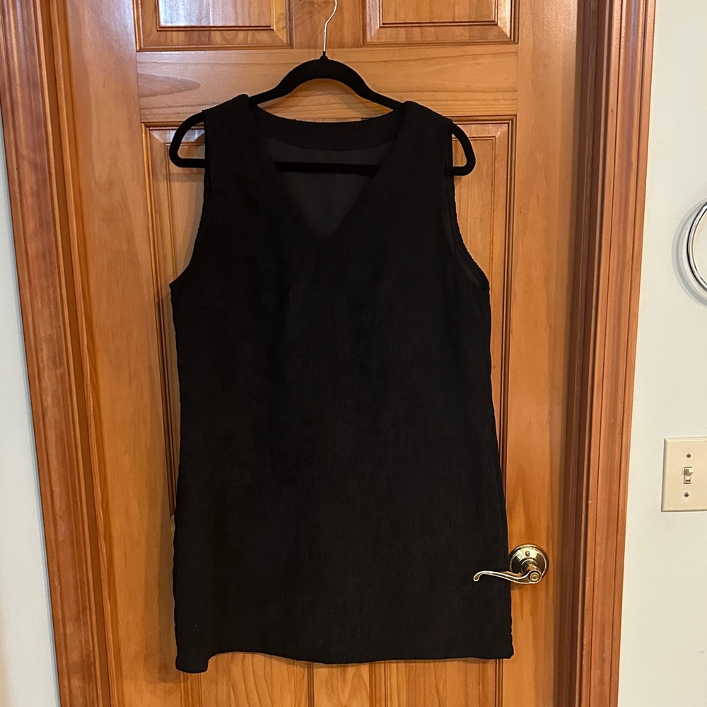 Cute Black Corduroy Sleeveless Dress - Picture 2 of 3